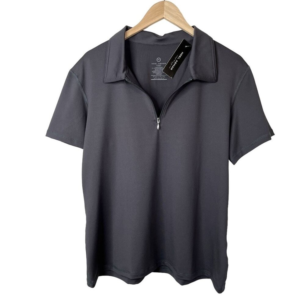 Noel Asmar Womens 3XL equestrian Gray Short Sleeve Zip Golf Polo Shirt